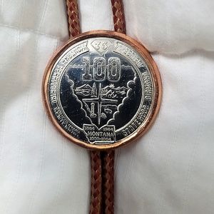 1960s Montana Territorial Centennial Statehood Diamond Jubilee Western Bolo Tie